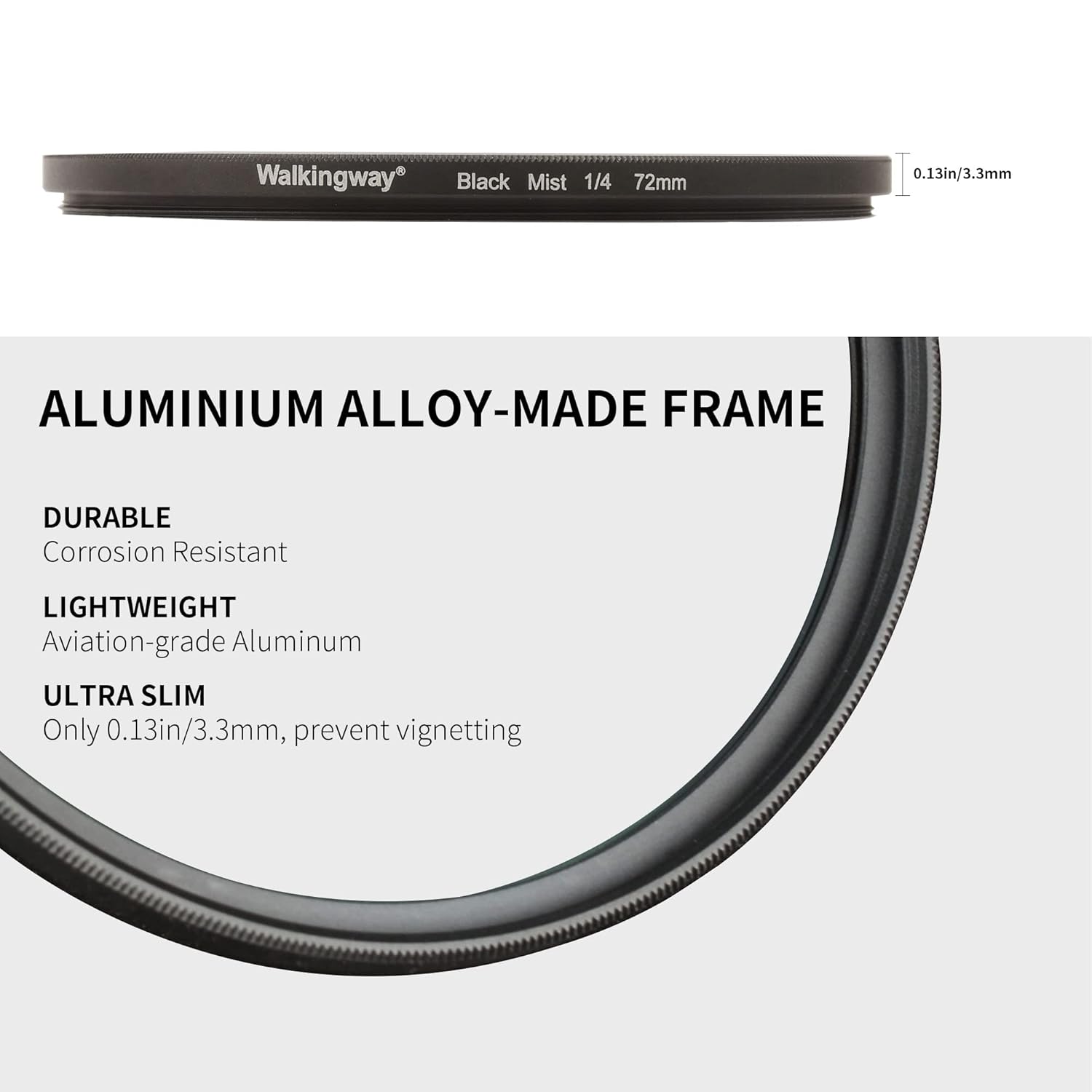 Walking Way Walking Way 1/4 Black Pro Mist Diffusion Filter 82mm Soft Focus Lens for Portrait Vlog Photography Video Dreamy Hazy Effects - View 5 of 7