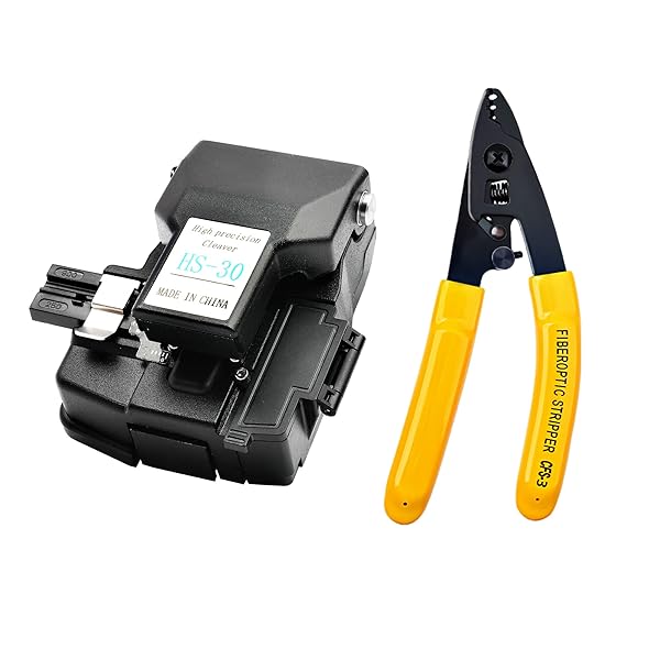 ANPTAIKE Optical Fibre Cleaver HS-30 with Waste Fiber Bucket and CT-30 Fiber Cutter and CFS-3 Stripper for 125um to 3mm Fibers