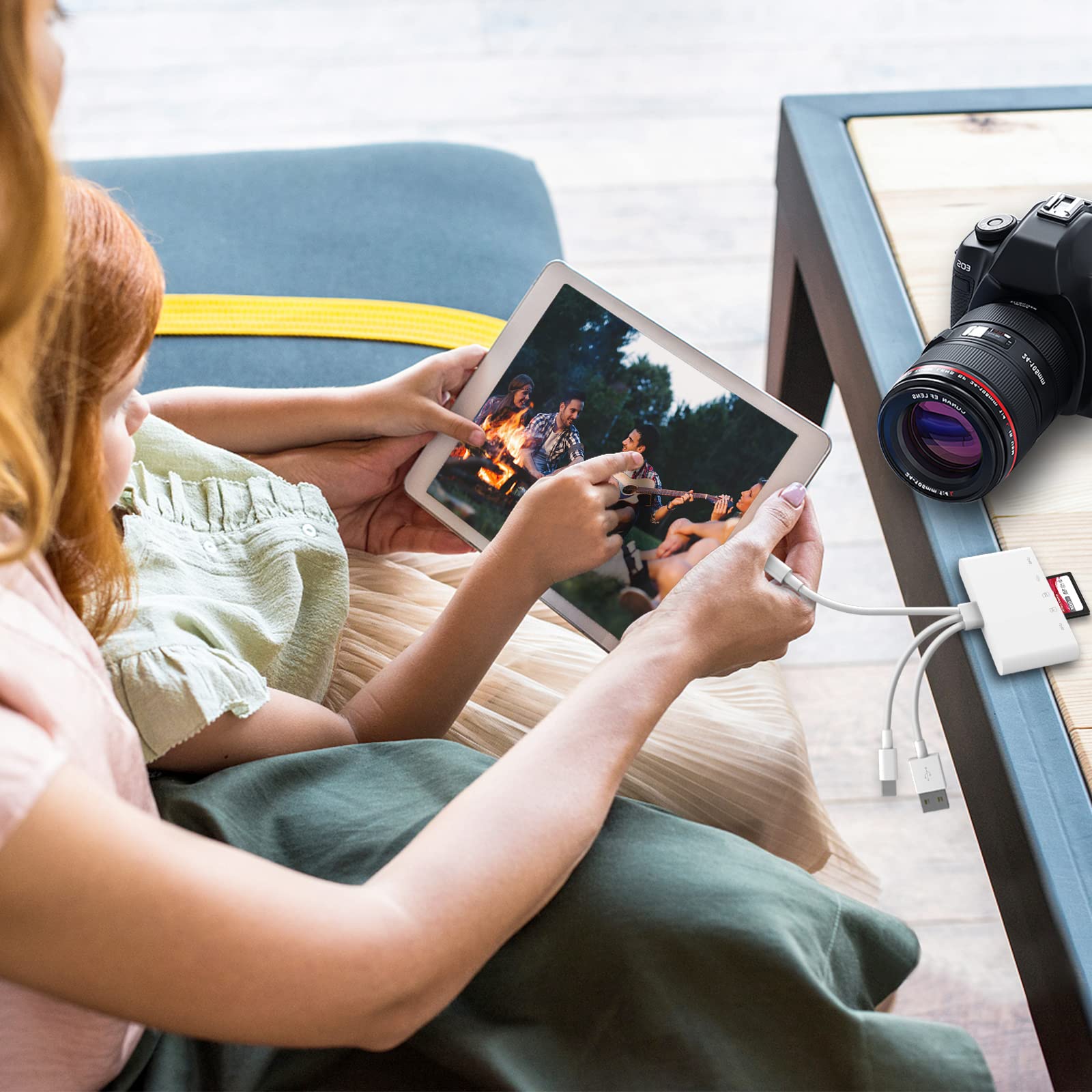 5 in 1 Memory Card Reader USB OTG Adapter for iPhone iPad USB C USB A with Micro SD SD Card Slots Supports SD Micro SD SDHC SDXC MMC - View 6 of 6