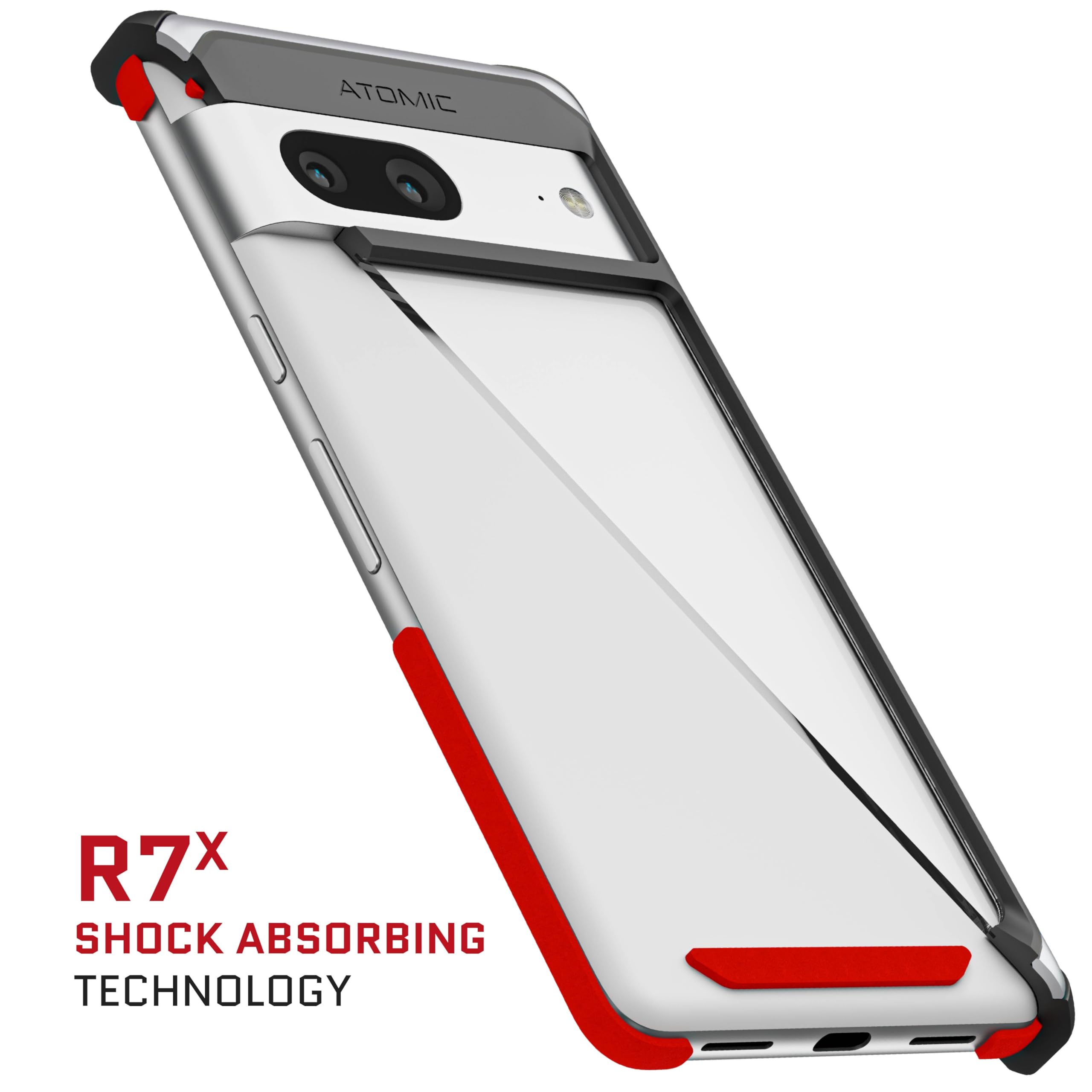 Ghostek ATOMIC Slim Clear Pixel 7 Case for Women Rugged Shockproof Protection with Aluminum Bumper Designed for 2022 Google Pixel 7 Pink - View 4 of 8