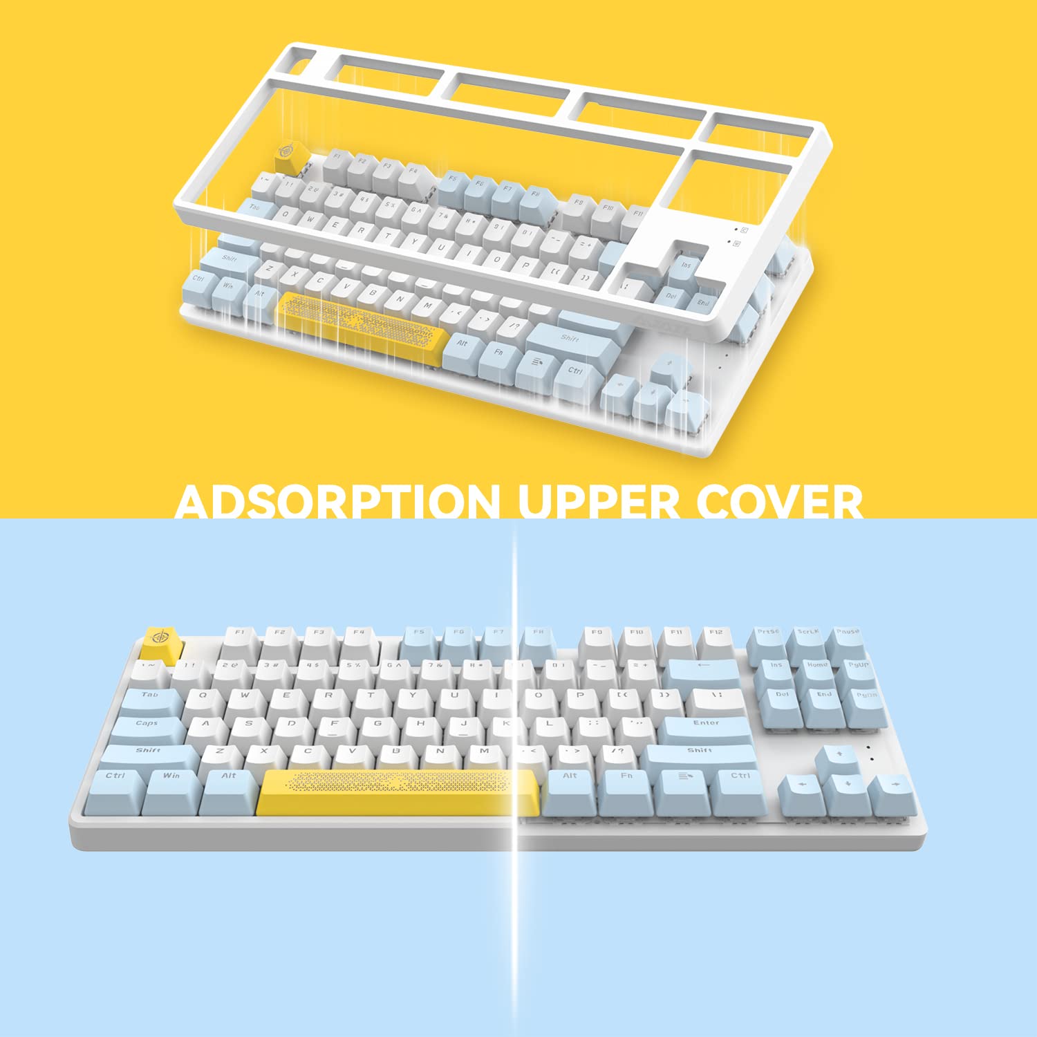 MAGIC-REFINER AK873 Gaming Keyboard,Rainbow Led Backlit,Hot-Swappable Blue Switch,PBT Keycap,75% TKL Layout,Ergonomic Mechanical Keyboard with Custom - View 3 of 9