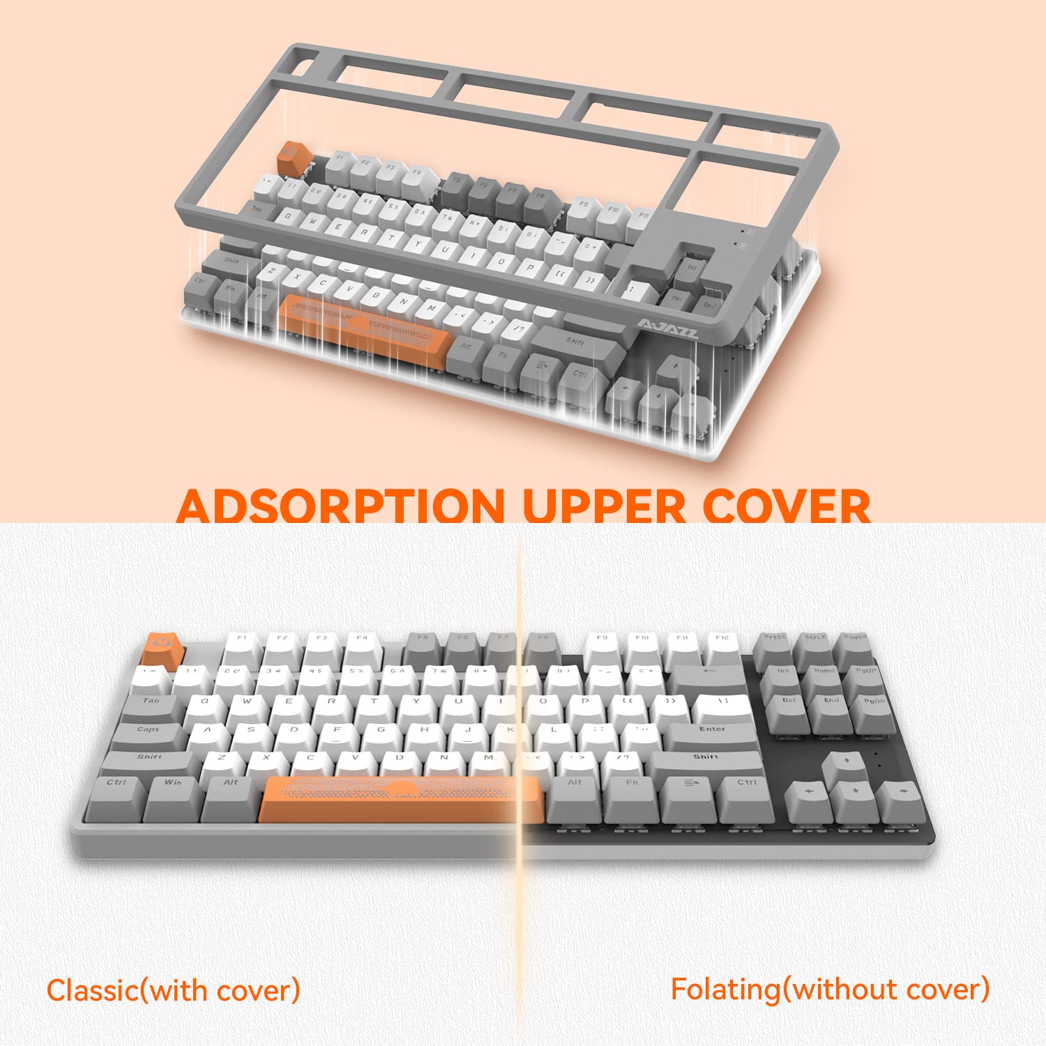 MAGIC-REFINER AK873 Wired 75% TKL Gaming Keyboard,Hot-Swappable Blue Switch,PBT Keycap,Rainbow Led Backlit,Ergonomic Mechanical Keyboard+Custom - View 3 of 9