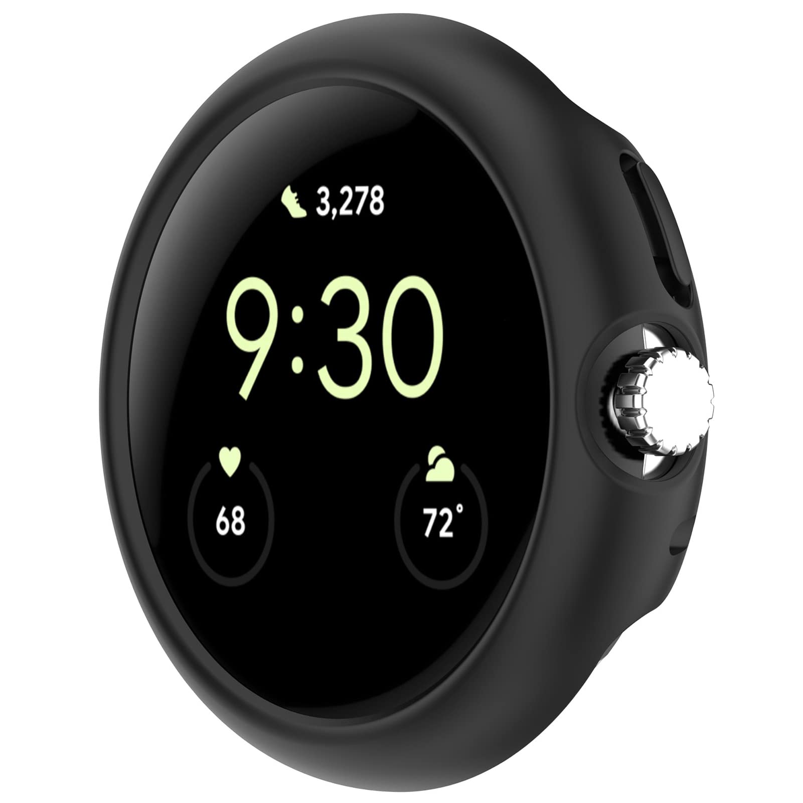 LOKEKE Google Pixel Watch Protective Case Cover PC Black Durable Shell for Enhanced Protection and Style