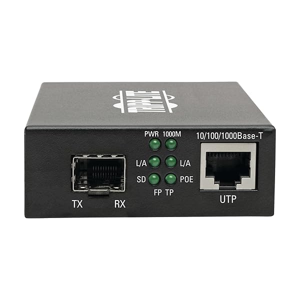 TRIPP LITE Tripp Lite Gigabit SFP Fiber Optic to RJ45 Ethernet with PoE+ - 10/100/1000 Mbps, International Power Cables, 2-Year Warranty - View 5 of 7