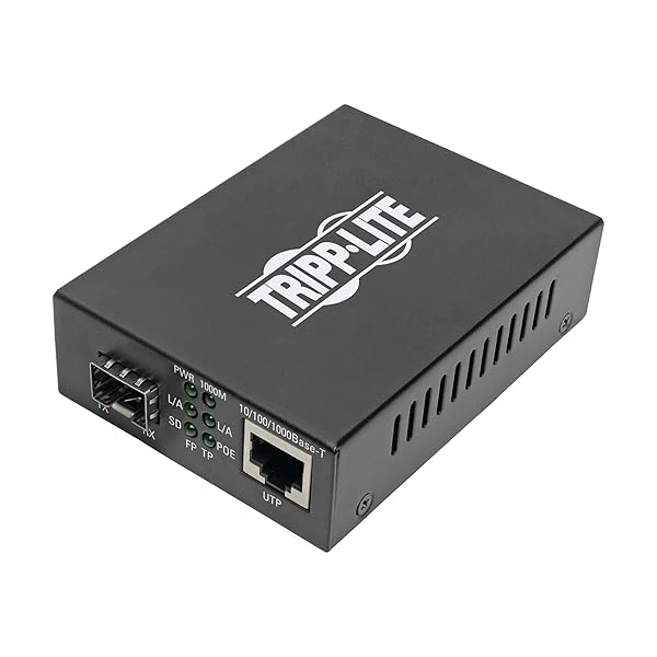 TRIPP LITE Tripp Lite Gigabit SFP Fiber Optic to RJ45 Ethernet with PoE+ - 10/100/1000 Mbps, International Power Cables, 2-Year Warranty - View 3 of 7