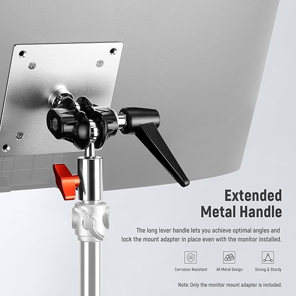 NEEWER NEEWER Monitor Mount Adapter with VESA Mount, Aluminum Alloy Light Stand Adapter Dual 360Â° Ball Joint M4 Screw &amp; 5/8&amp;quot; Receiver for Impact Screen Outdoor TV Stand, Max Load 14lb/6.3kg, MA001 - View 7 of 9