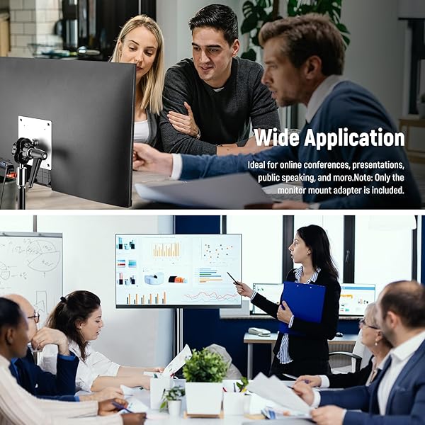 NEEWER NEEWER Monitor Mount Adapter with VESA Mount, Aluminum Alloy Light Stand Adapter Dual 360Â° Ball Joint M4 Screw &amp; 5/8&amp;quot; Receiver for Impact Screen Outdoor TV Stand, Max Load 14lb/6.3kg, MA001 - View 8 of 9