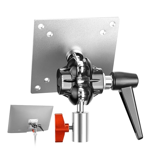 NEEWER Monitor Mount Adapter with VESA Mount, Aluminum Alloy Light Stand Adapter Dual 360Â° Ball Joint M4 Screw &amp; 5/8&amp;quot; Receiver for Impact Screen Outdoor TV Stand, Max Load 14lb/6.3kg, MA001