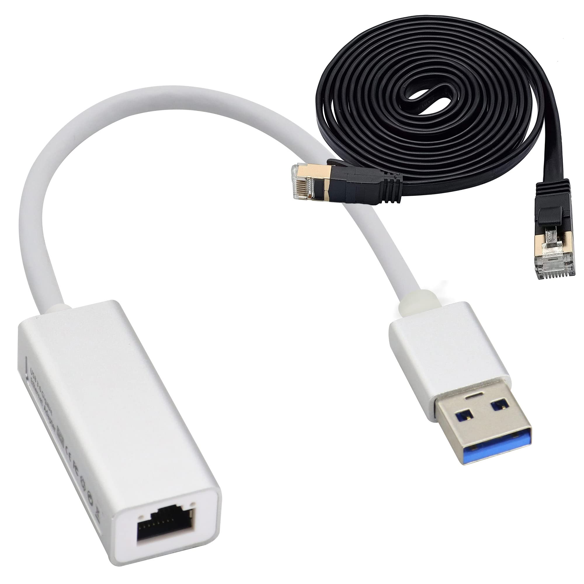HCFeng USB 3.0 to Gigabit RJ45 Ethernet Adapter with 2m Cat7 Cable Compatible with Windows Mac and More - View 2 of 9