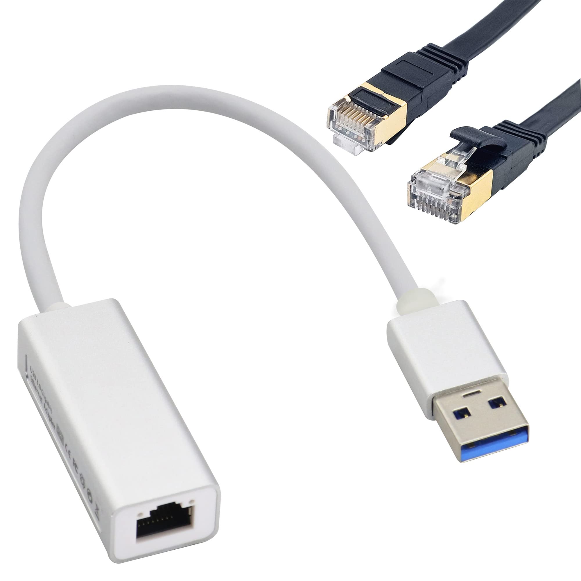 HCFeng USB 3.0 to Gigabit RJ45 Ethernet Adapter with 2m Cat7 Cable Compatible with Windows Mac and More - View 9 of 9