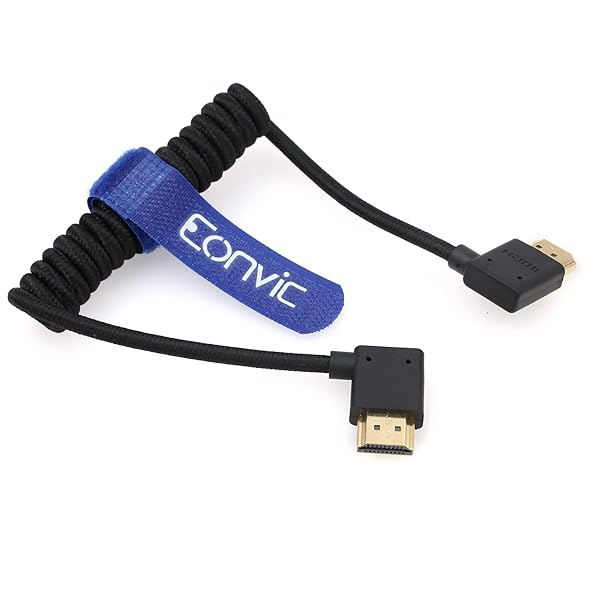 Eonvic 2.1 HDMI Coiled Cable: 8K High-Speed Braided HDMI for Atomos Ninja V, Sony a7siii & Portkeys BM5 Monitor