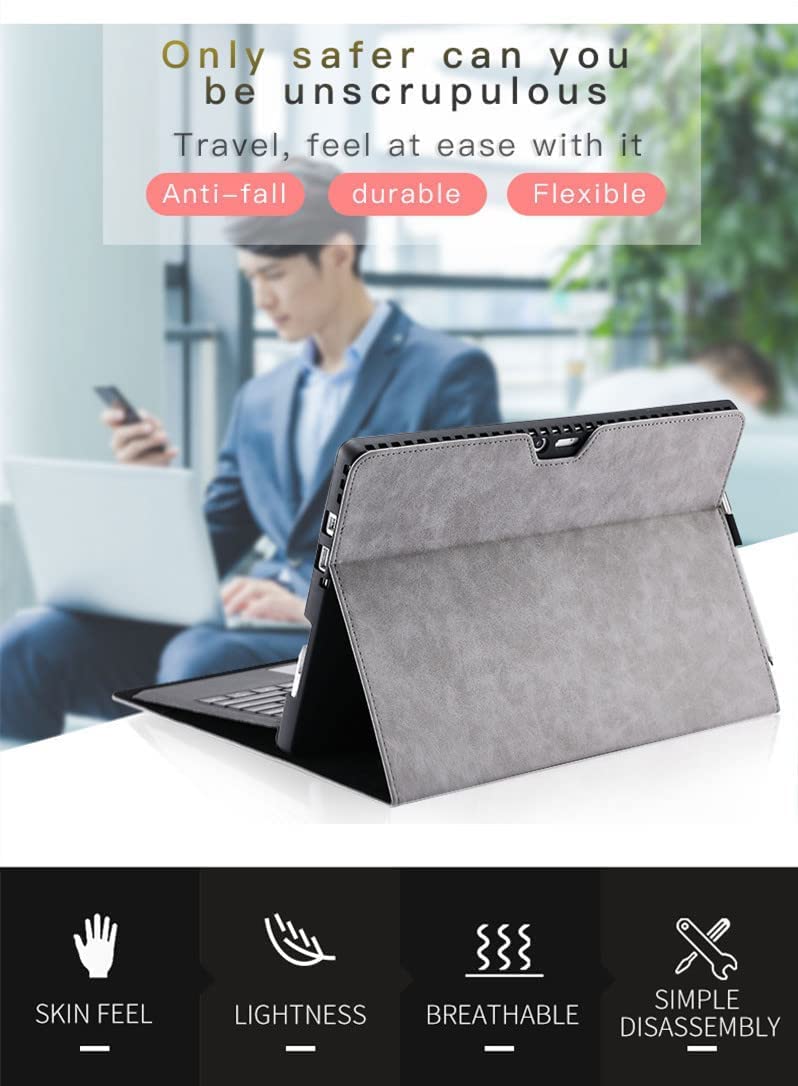 QIYIBOCASE Protective Case for Surface Pro 11 10 9 Shockproof Folio Flip Rugged Cover Compatible with Type Cover Military Grade with Pen Holder Black - View 2 of 8