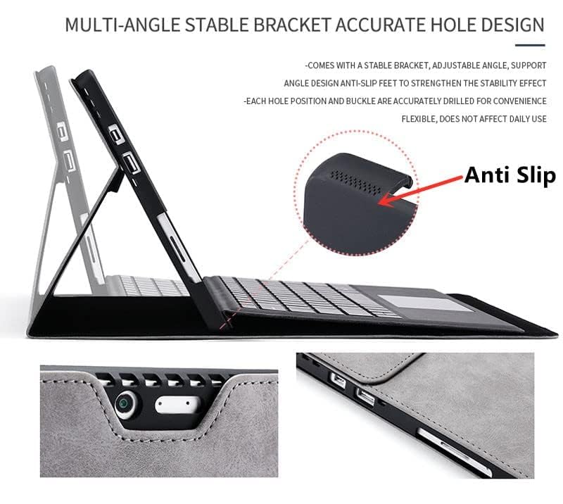 QIYIBOCASE Protective Case for Surface Pro 11 10 9 Shockproof Folio Flip Rugged Cover Compatible with Type Cover Military Grade with Pen Holder Black - View 4 of 8