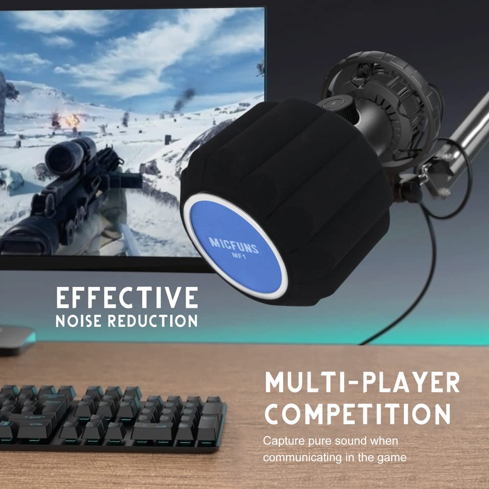 Micfuns MF2 Microphone Windscreen Pop Filter,Side Cutout 45-60-mm Suspended Microphones SM7B, Sound Absorbing Foam Reducing Noise And Reflections - View 2 of 7