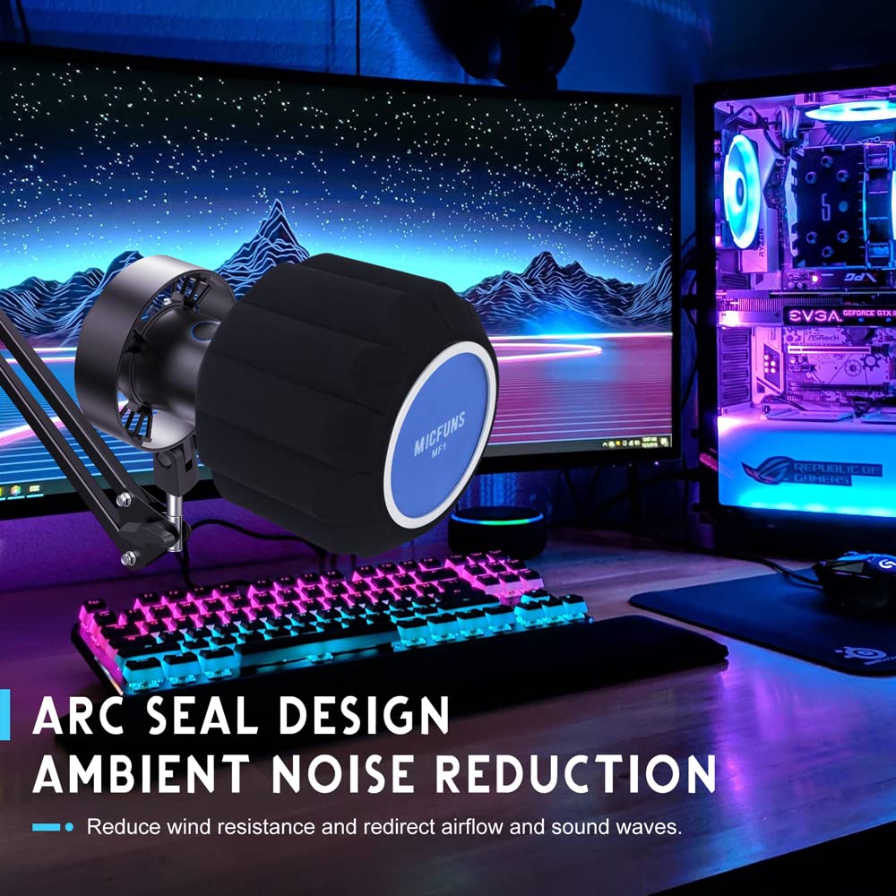 Micfuns MF2 Microphone Windscreen Pop Filter,Side Cutout 45-60-mm Suspended Microphones SM7B, Sound Absorbing Foam Reducing Noise And Reflections - View 4 of 7