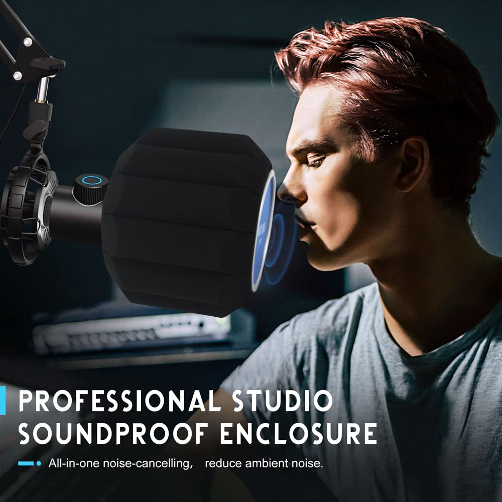 Micfuns MF2 Microphone Windscreen Pop Filter,Side Cutout 45-60-mm Suspended Microphones SM7B, Sound Absorbing Foam Reducing Noise And Reflections - View 5 of 7