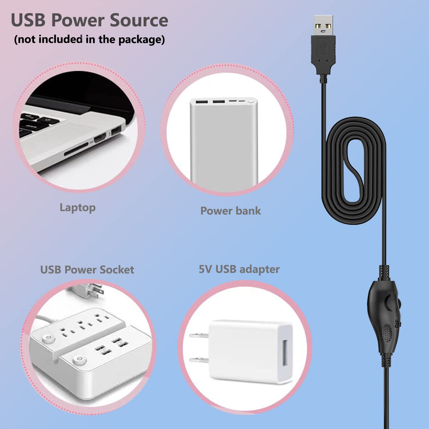 Delinx 12V Fan Speed Controller USB 5V to DC 12V Adapter Adjustable 5-12V with 3/4 Pin Fan Connector Cable 4.8ft Length - View 5 of 6