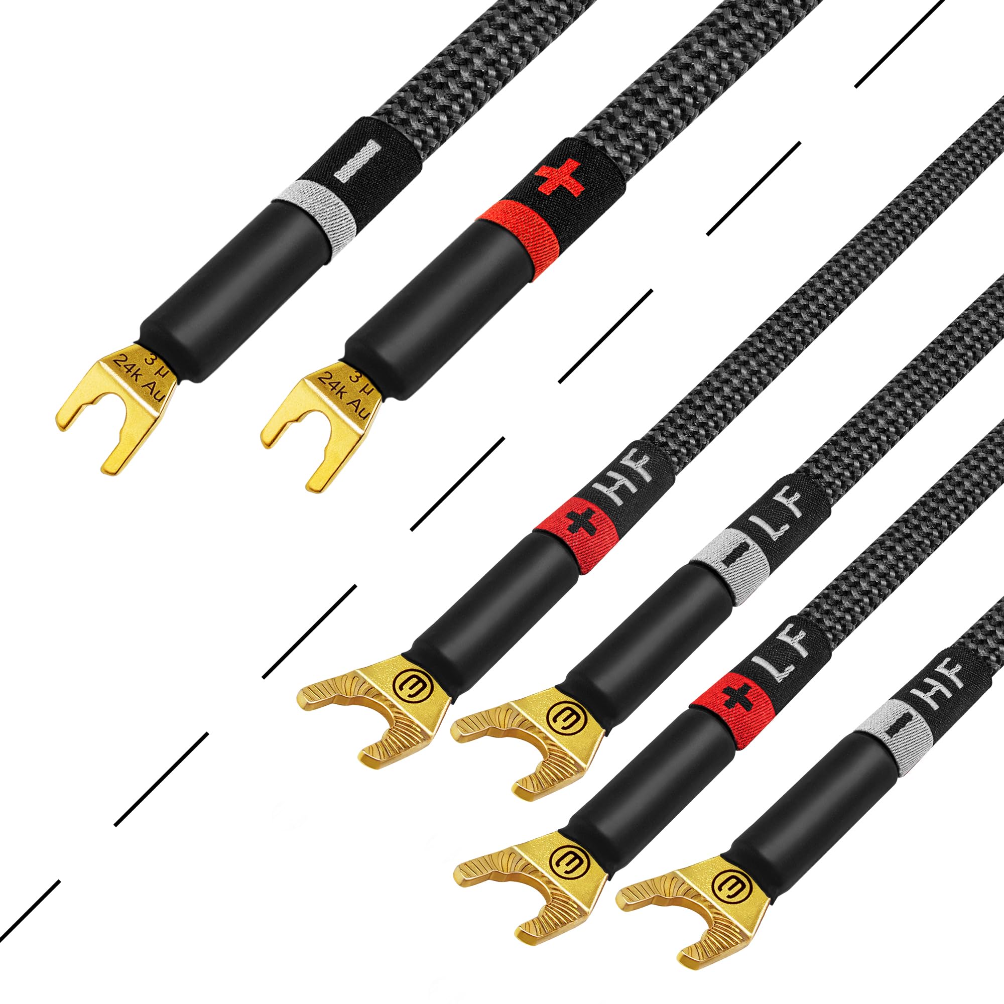 WORLDS BEST CABLES Worlds Best Cables 8 Foot Ultimate 7 AWG Ultra Pure OFC Audiophile Bi Wire Speaker Cable Pair with Eminence Gold Spade Plugs - View 5 of 9