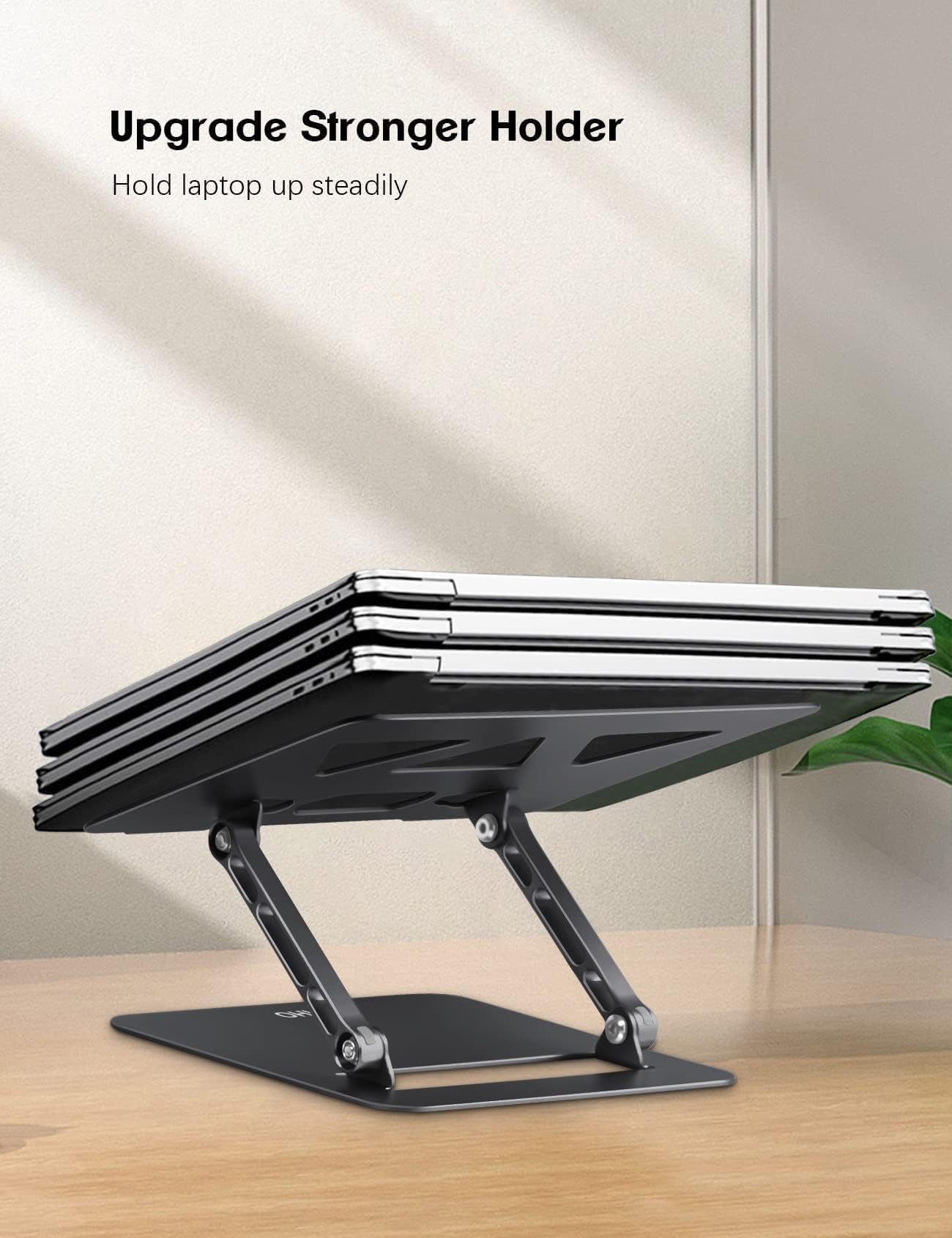 Aoviho Aoviho Adjustable Laptop Stand for Desk Portable Foldable Aluminum Holder for 10-15.6 inch Laptops MacBook HP Lenovo Dell Samsung Black - View 6 of 8