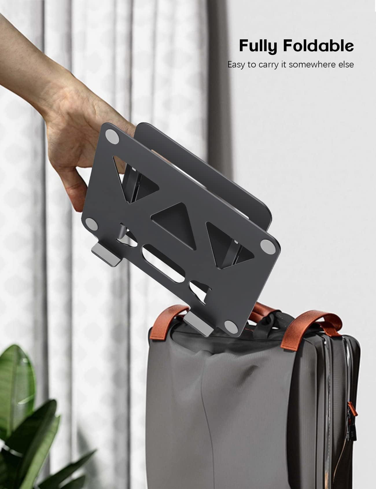 Aoviho Aoviho Adjustable Laptop Stand for Desk Portable Foldable Aluminum Holder for 10-15.6 inch Laptops MacBook HP Lenovo Dell Samsung Black - View 8 of 8