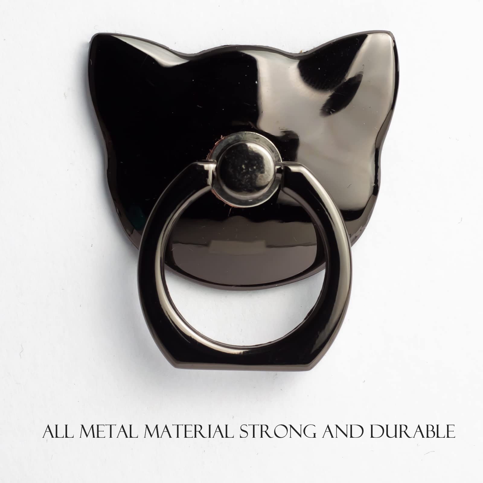 [2 Packs] Cat Glossy Cell Phone Ring Holder Stand, 360 Degree Rotation Finger Ring Kickstand with Polished Metal Phone Grip for Magnetic Car Mount, - View 2 of 7