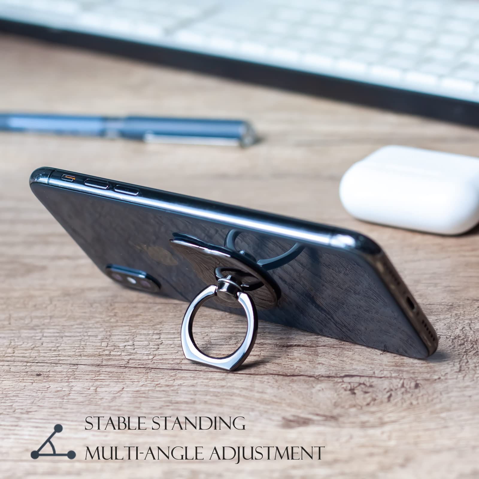 [2 Packs] Cat Glossy Cell Phone Ring Holder Stand, 360 Degree Rotation Finger Ring Kickstand with Polished Metal Phone Grip for Magnetic Car Mount, - View 3 of 7