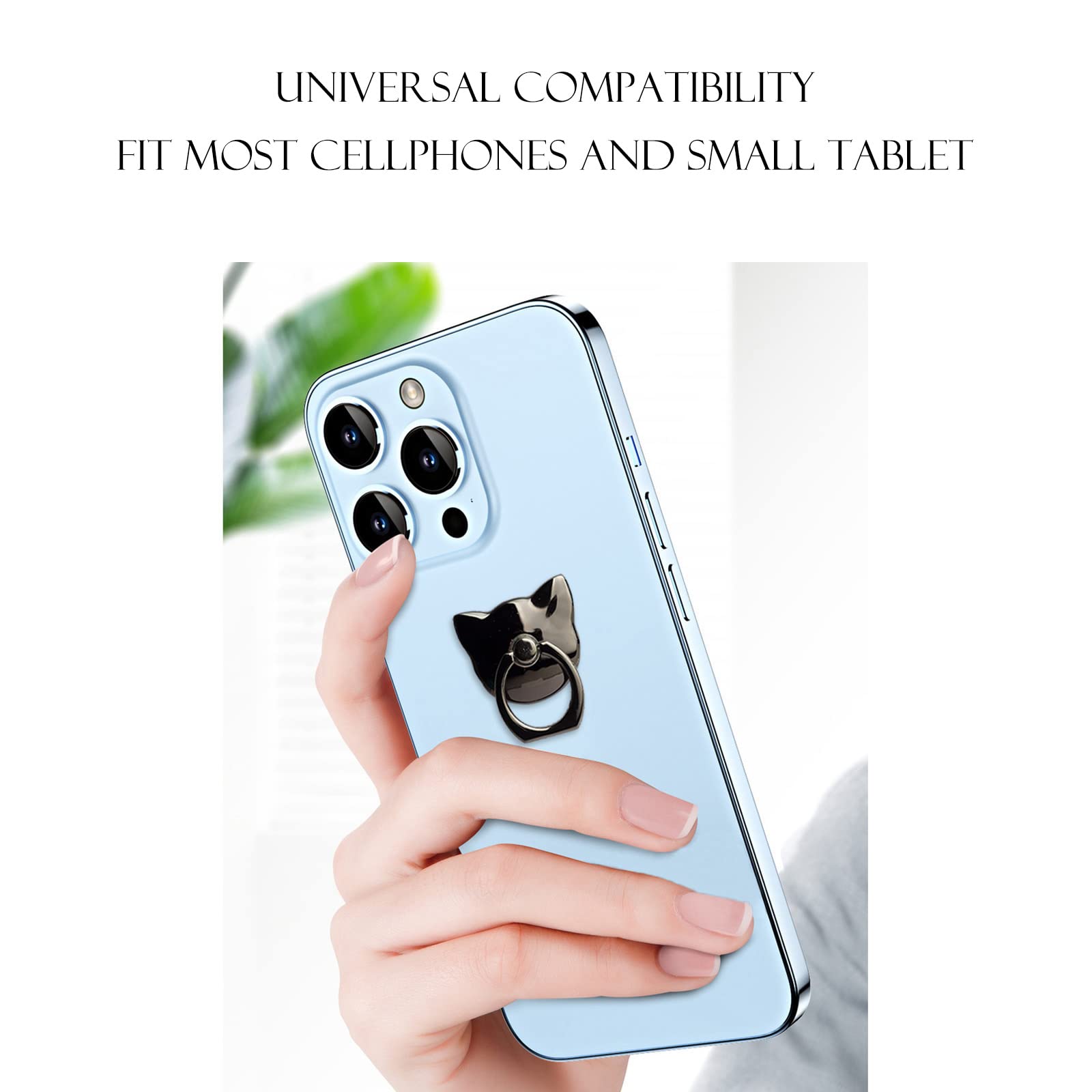 [2 Packs] Cat Glossy Cell Phone Ring Holder Stand, 360 Degree Rotation Finger Ring Kickstand with Polished Metal Phone Grip for Magnetic Car Mount, - View 5 of 7