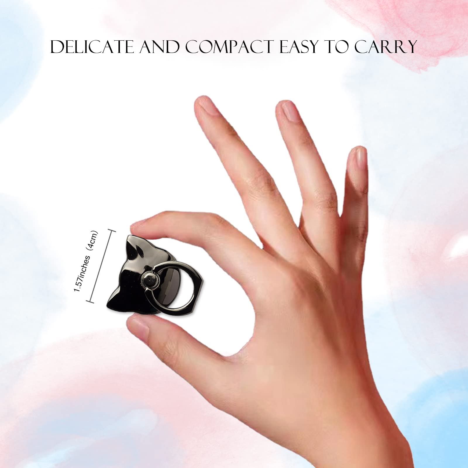 [2 Packs] Cat Glossy Cell Phone Ring Holder Stand, 360 Degree Rotation Finger Ring Kickstand with Polished Metal Phone Grip for Magnetic Car Mount, - View 6 of 7