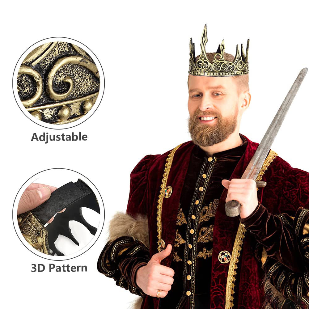 USTOTOP USTOTOP 2pcs Royal Foam King Crown 3D Medieval Headdress Props for Cosplay and Costume Parties - View 2 of 8