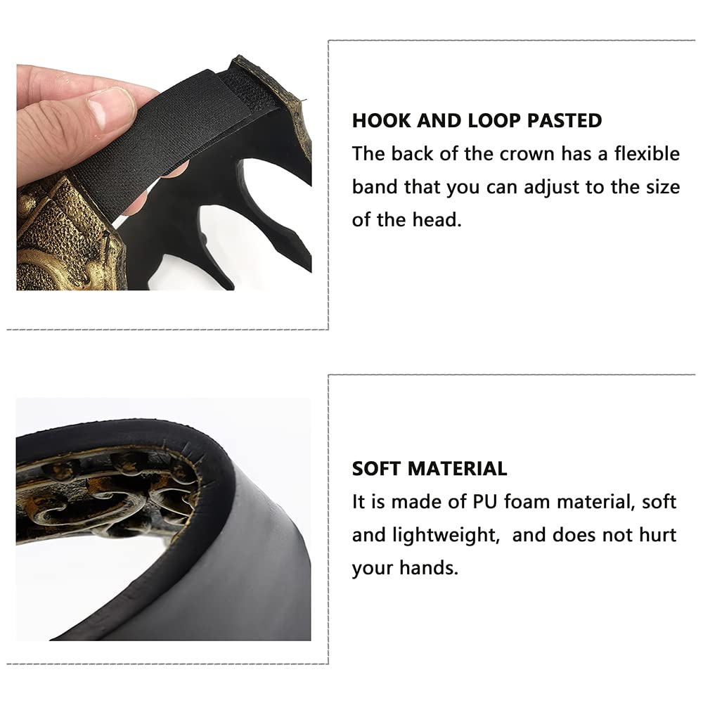 USTOTOP USTOTOP 2pcs Royal Foam King Crown 3D Medieval Headdress Props for Cosplay and Costume Parties - View 3 of 8