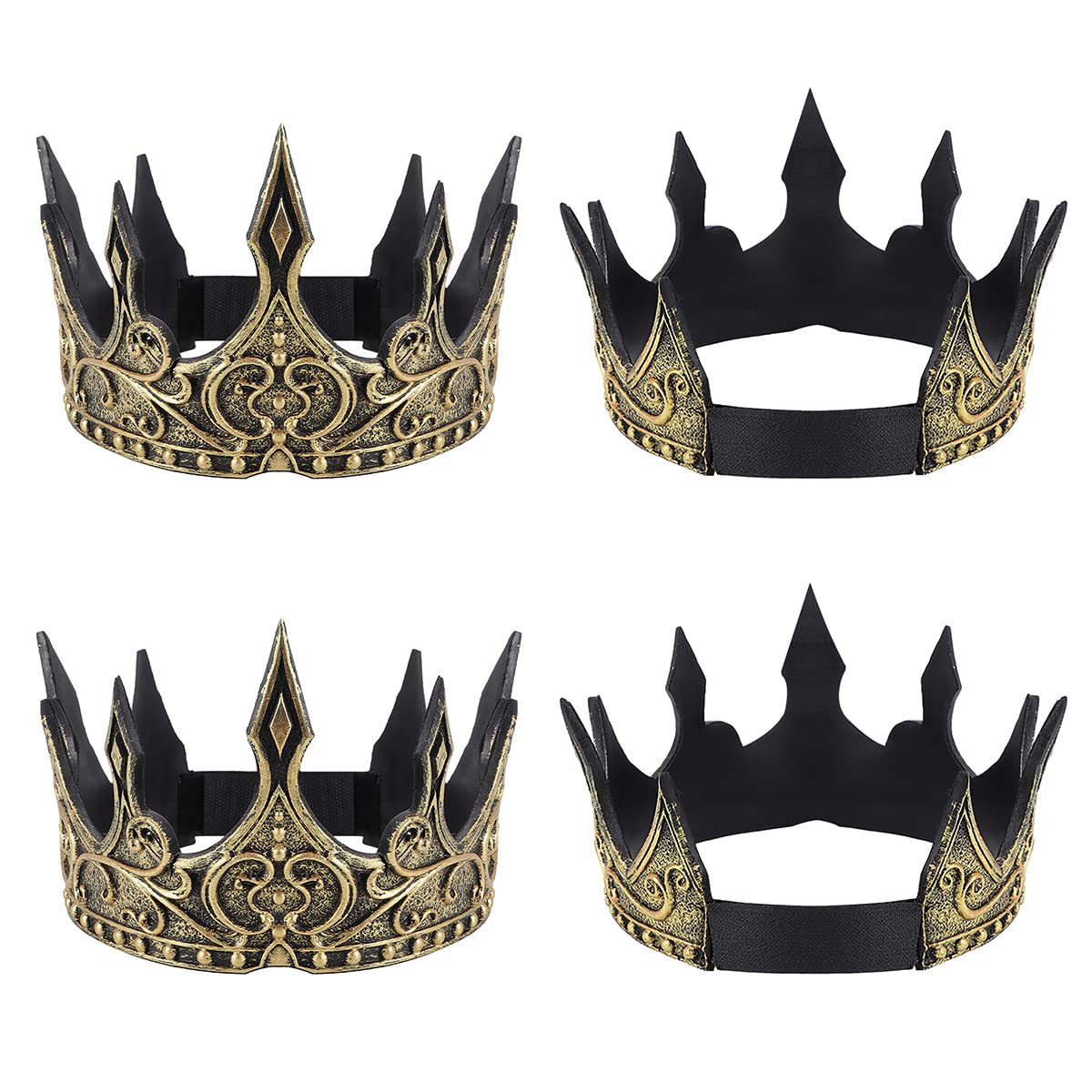 USTOTOP USTOTOP 2pcs Royal Foam King Crown 3D Medieval Headdress Props for Cosplay and Costume Parties