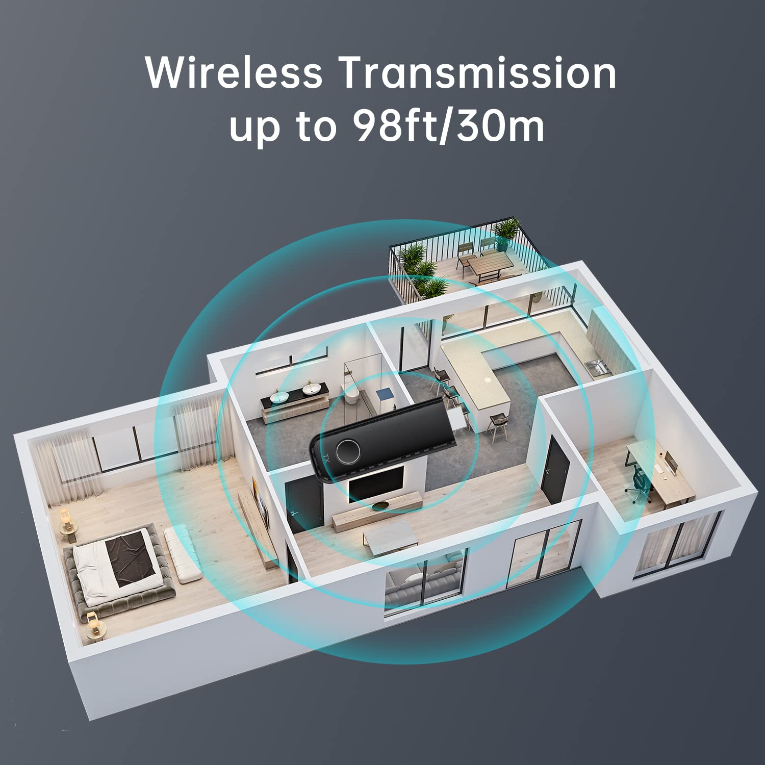 AYNCER AYNCER Wireless HDMI Transmitter and Receiver 1080P WiFi HDMI Extender Adapter for Streaming Video and Audio to TV Projector Monitor - View 4 of 9