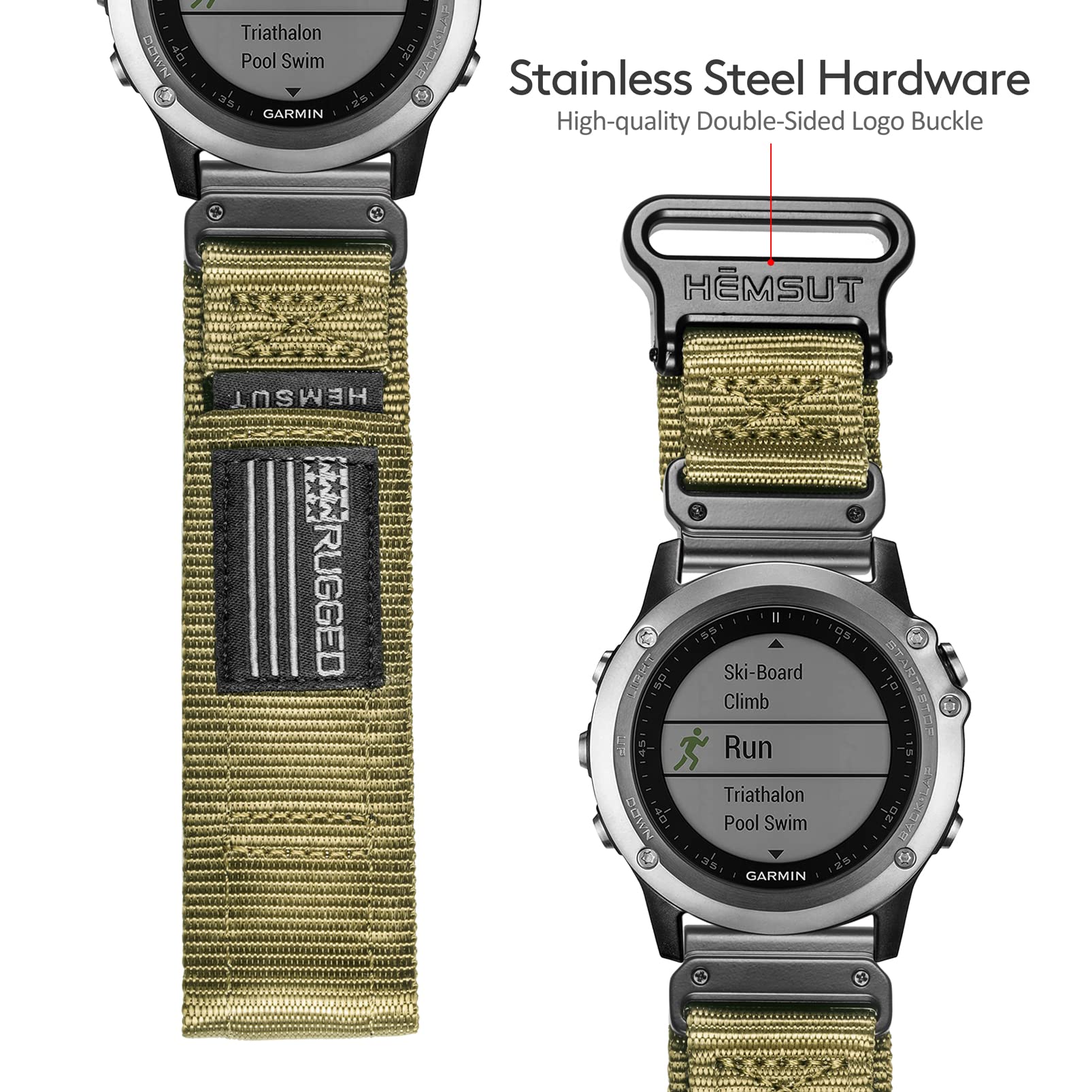 Nylon Sports Watch Band, 26mm Military Strap Compatible with Instinct 3 50mm Fenix 8 51mm Fenix 7X 7X Pro 6X 6X Pro 5X 5X Plus, Tactix 7 Pro Delta, - View 5 of 7