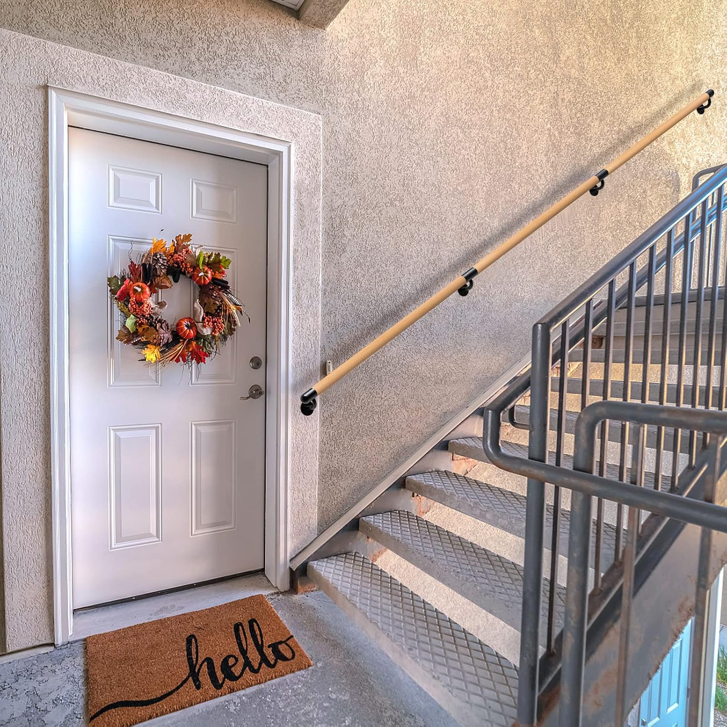 Dolibest Dolibest 100 Inch Wood Handrail for Indoor Stairs Wall Mount Non-Slip Comfortable Grab Bar with Sturdy Metal Brackets for Elderly Safety - View 2 of 7