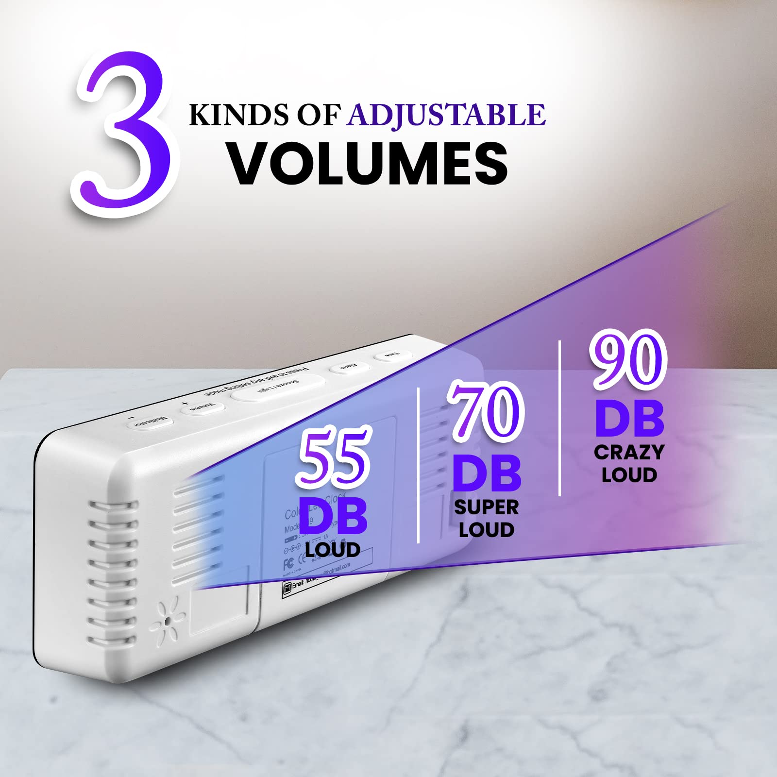 HODIK HODIK Alarm Clock for Kids Digital Clock with 7 Colors 4 Dimmable Backlight 3 Adjustable Volumes 12/24 Hour Snooze Small Clocks - View 5 of 5