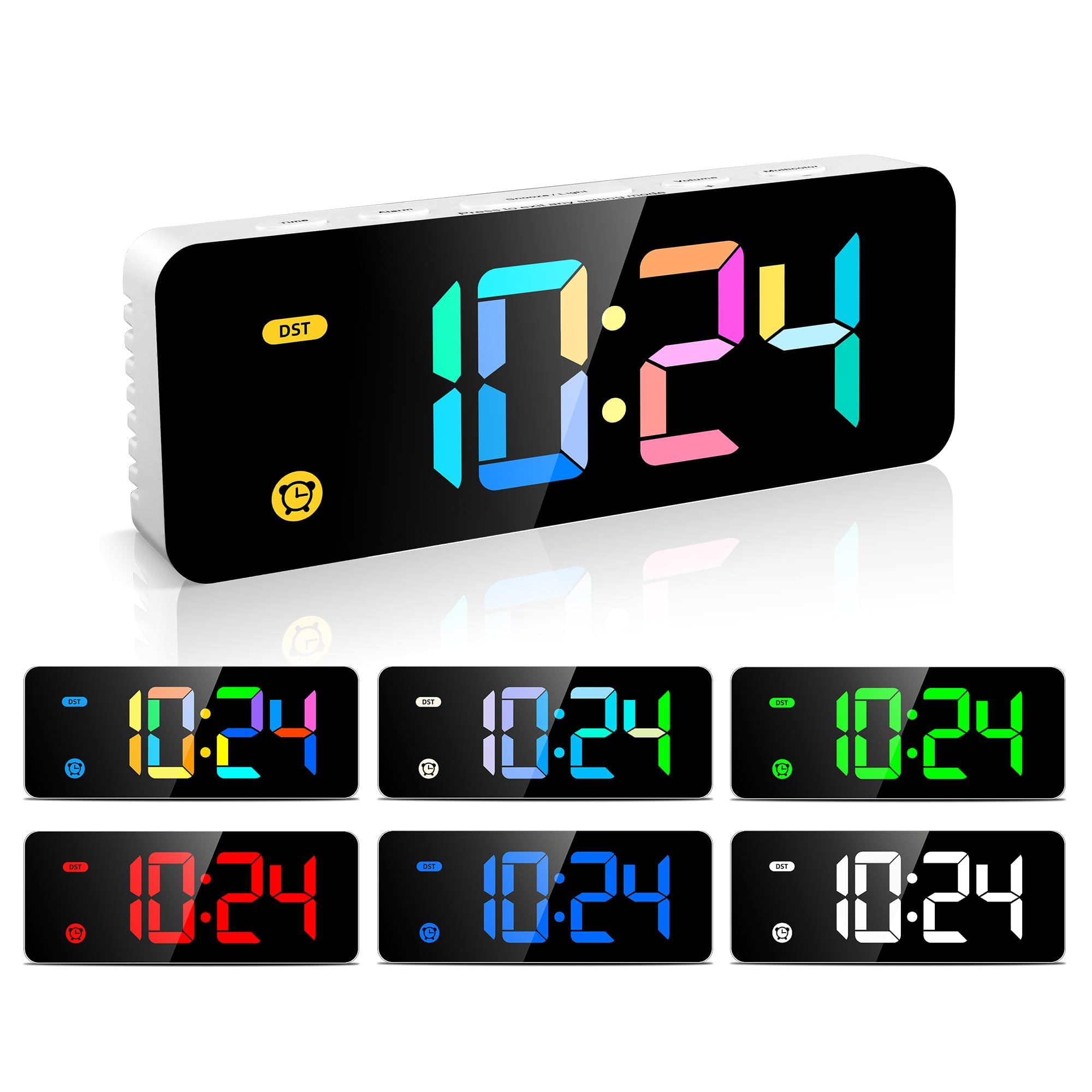 HODIK HODIK Alarm Clock for Kids Digital Clock with 7 Colors 4 Dimmable Backlight 3 Adjustable Volumes 12/24 Hour Snooze Small Clocks