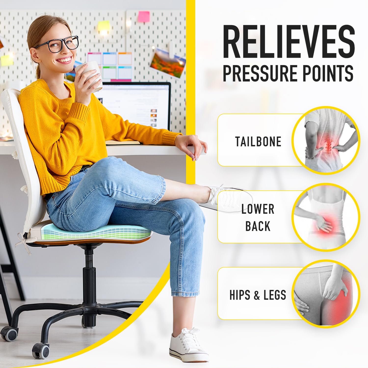 SUNROX SUNROX Gel Memory Foam Chair Cushions Set of 4 Reversible Water and Stain Resistant Seat Pads for Indoor Outdoor Use 17x16 Husk Birch - View 5 of 7