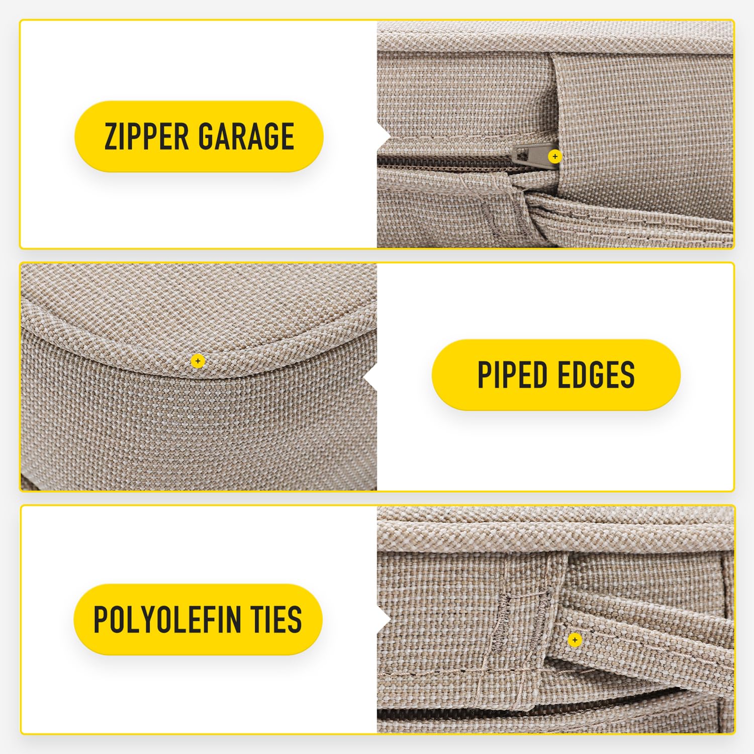 SUNROX SUNROX Gel Memory Foam Chair Cushions Set of 4 Reversible Water and Stain Resistant Seat Pads for Indoor Outdoor Use 17x16 Husk Birch - View 6 of 7