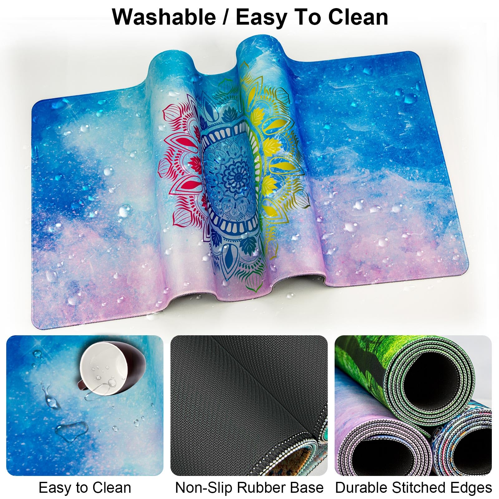 Keyboard Wrist Rest + Mouse Pad with Wrist Support + Desk Mat + Coaster 4 in 1 Set, XXL Large Gaming Mousepad Cute Ergonomic Mouse Pads for Desk - View 3 of 8