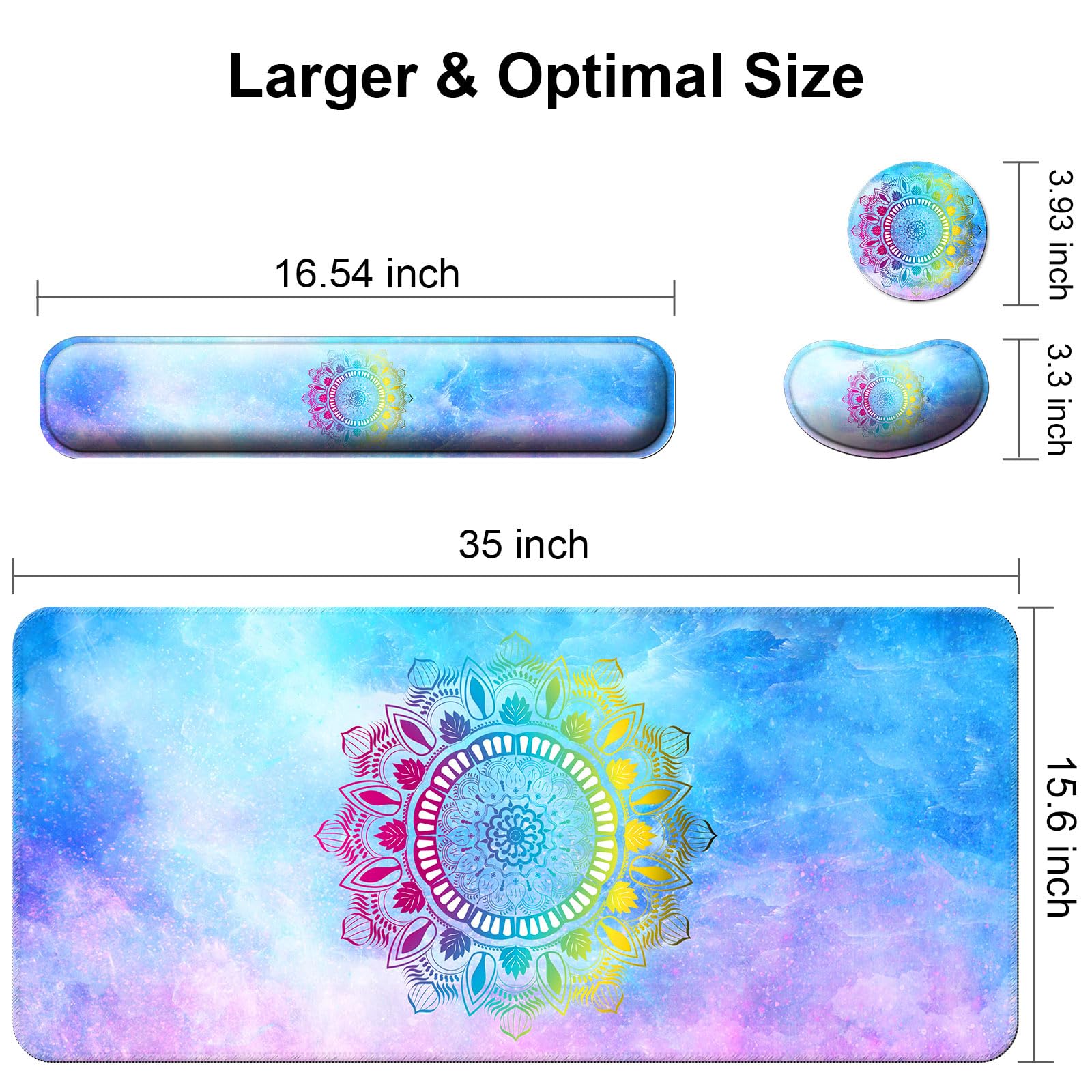 Keyboard Wrist Rest + Mouse Pad with Wrist Support + Desk Mat + Coaster 4 in 1 Set, XXL Large Gaming Mousepad Cute Ergonomic Mouse Pads for Desk - View 6 of 8