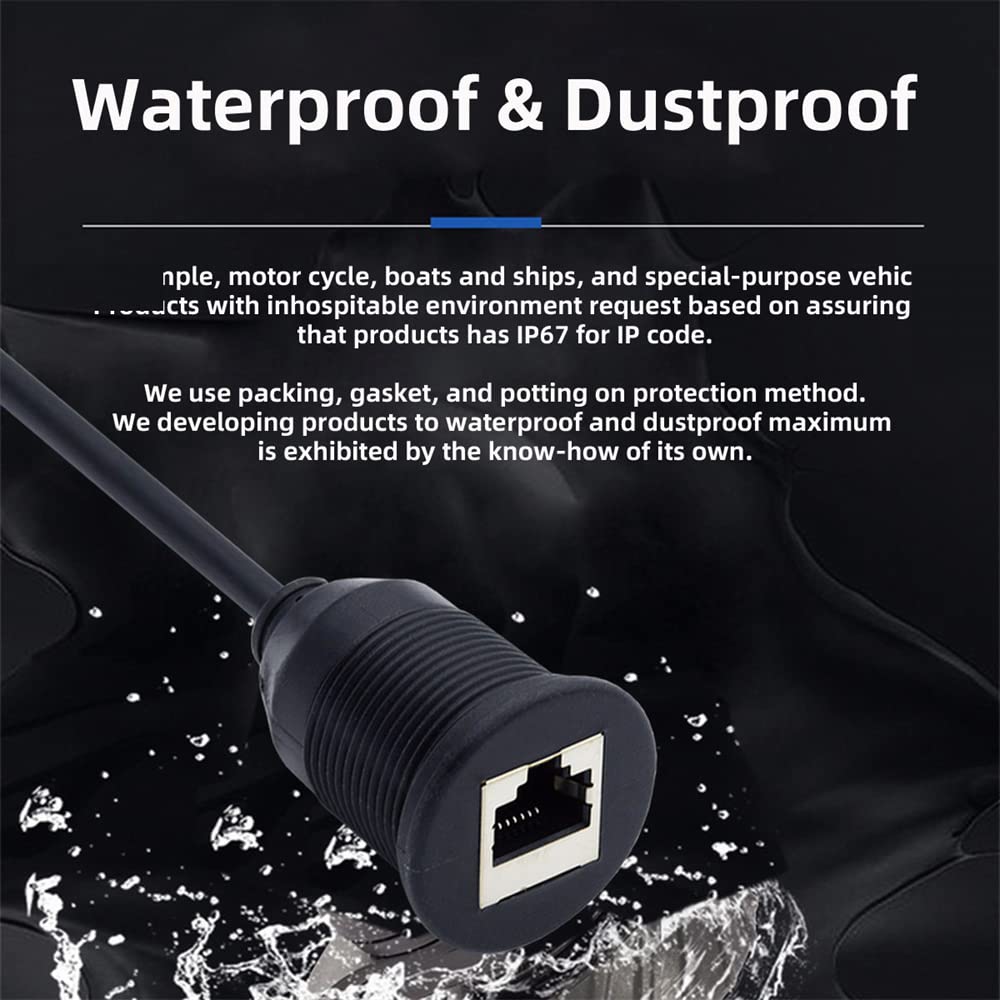NFHK NFHK 1m Waterproof Dustproof CAT6 RJ45 Male to Female Ethernet Network Extension Cable for Car Panel Mount Design - View 4 of 9