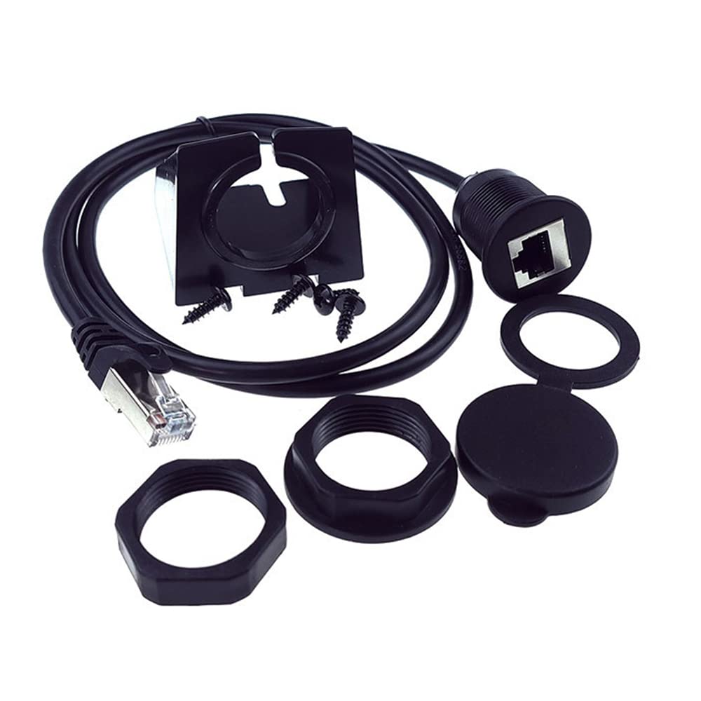 NFHK NFHK 1m Waterproof Dustproof CAT6 RJ45 Male to Female Ethernet Network Extension Cable for Car Panel Mount Design - View 7 of 9