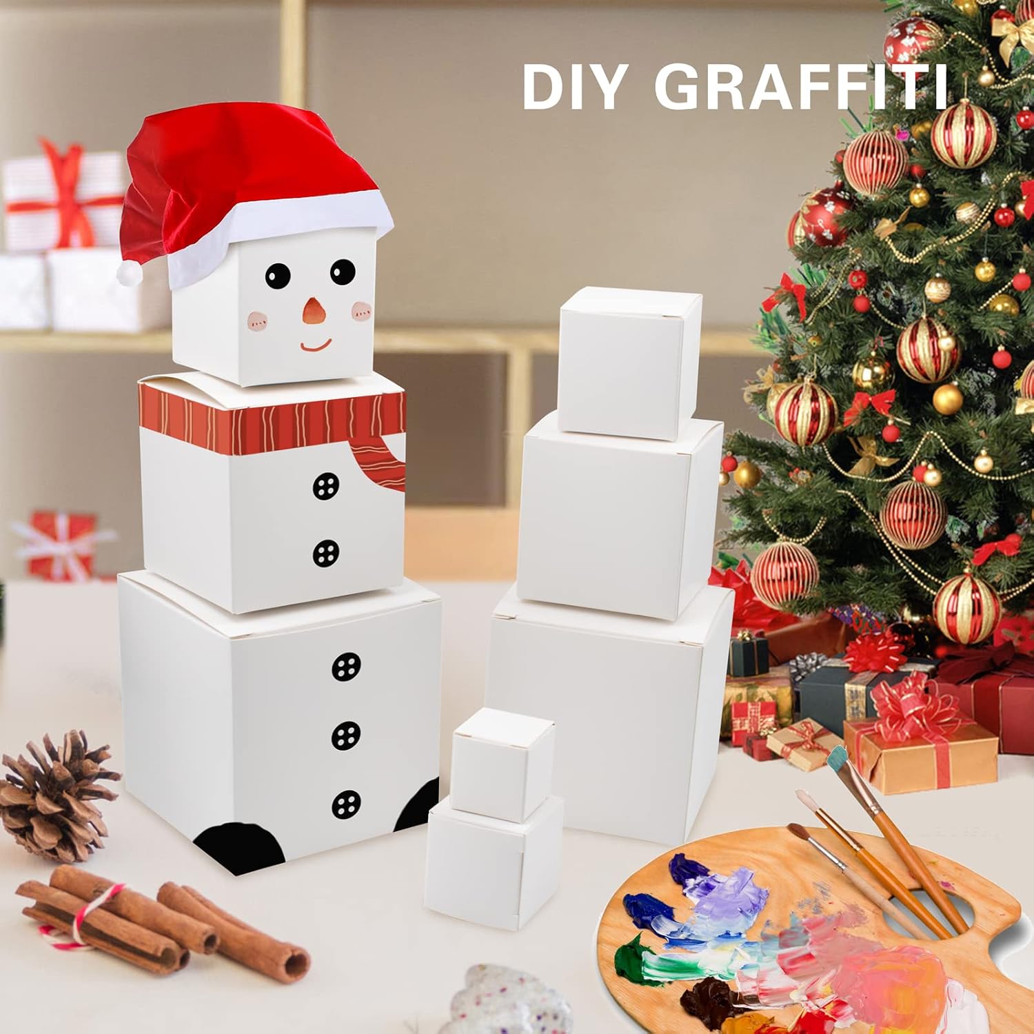 KeaJuidy KeaJuidy Nesting Gift Boxes Surprise Birthday Christmas Wedding Set Small Square Paper Boxes 8 Nesting Cartons 1.2 to 4 Inch - View 3 of 5