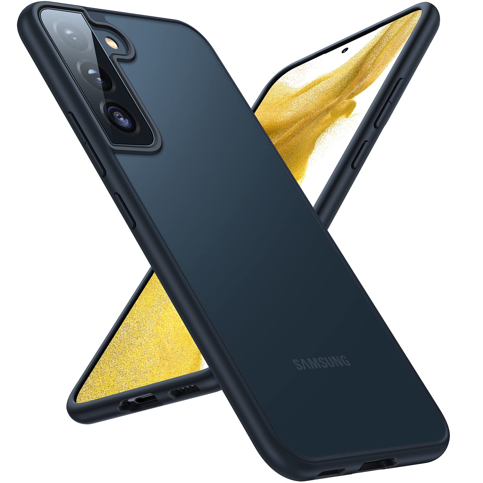 TORRAS TORRAS Shockproof Samsung Galaxy S23 Case - Slim Translucent Matte Hard Back & Soft Edge Guardian Series, Black