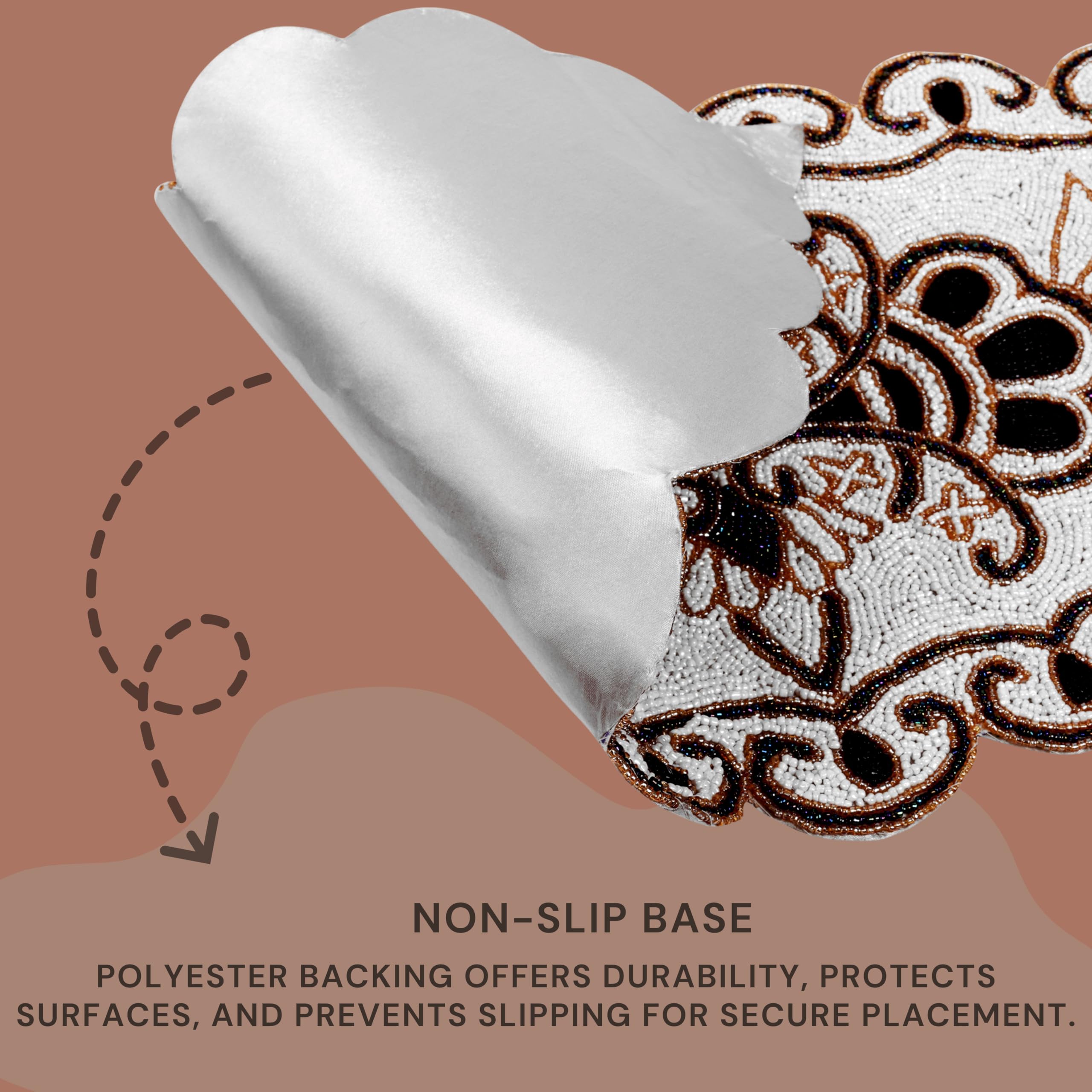 CLEENTABLE CLEENTABLE 36x13 Elegant Beaded Table Runner Handcrafted Black Ivory Floral Design Durable Polyester for Dining Coffee Table Special Occasions - View 7 of 9