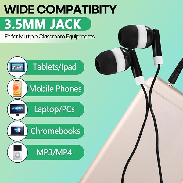 Wensdo 120 Pack Bulk Earbud Headphones - Multi-Color Disposable Earphones for Kids, Students & Adults - Perfect Classroom Gifts! - View 8 of 9