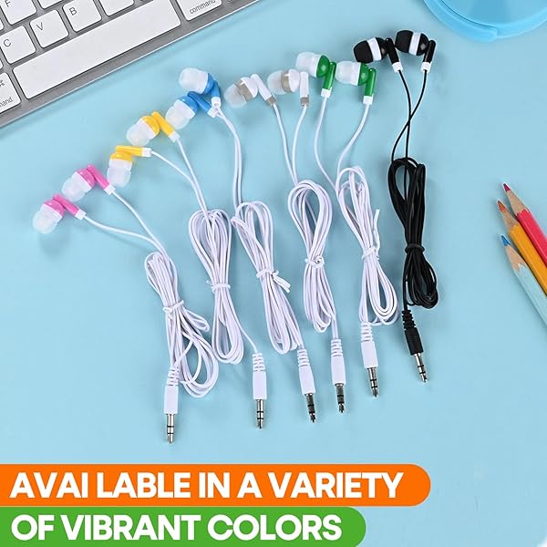 Wensdo 120 Pack Bulk Earbud Headphones - Multi-Color Disposable Earphones for Kids, Students & Adults - Perfect Classroom Gifts! - View 9 of 9