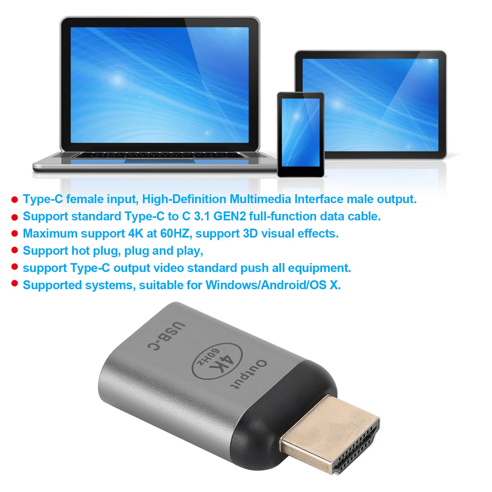 Ejoyous Ejoyous USB C to Adapter Aluminum Alloy Type C Female to Male Converter for PC Mobile Phone Tablet Notebook - View 2 of 9