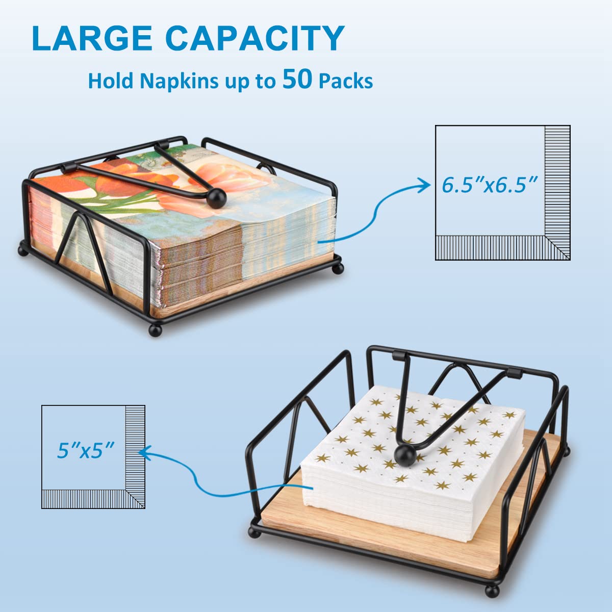 MOLEDINO MOLEDINO Flat Napkin Holder Metal Black Sturdy Design for Kitchen Dining Table Cocktail Bar Outdoor Picnic Party - View 2 of 7