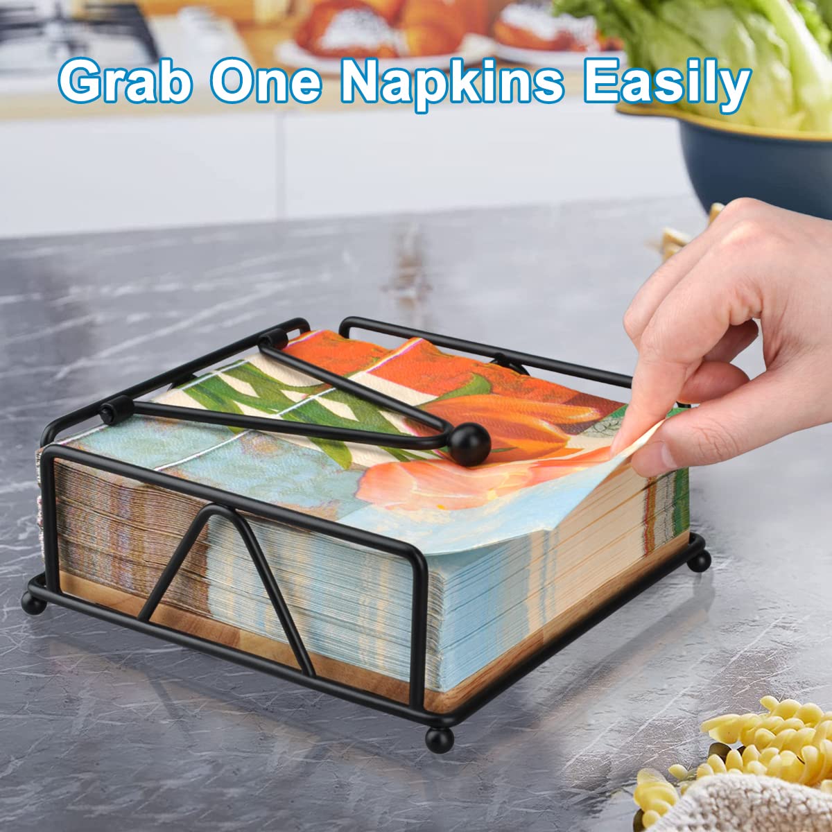 MOLEDINO MOLEDINO Flat Napkin Holder Metal Black Sturdy Design for Kitchen Dining Table Cocktail Bar Outdoor Picnic Party - View 4 of 7